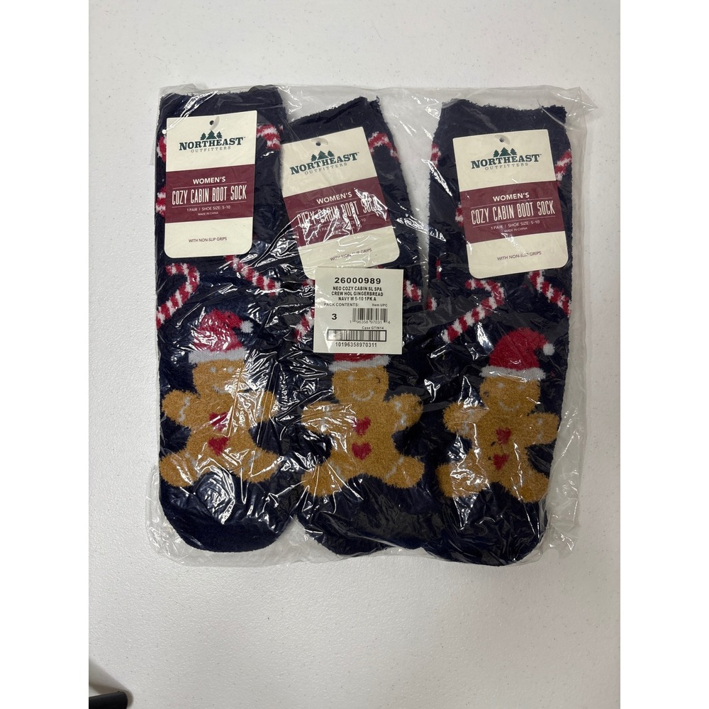 Bundle 3 Northeast Outfitters‎ Womens Cozy Cabin Boot Sock Gingerbread Navy 5-10